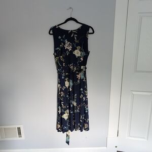 Anne Klein Navy Floral Midi Dress